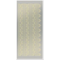 Stickers, bovenranden 1, grote, bladgoud, zilveren spiegel, afmeting 10x23cm.