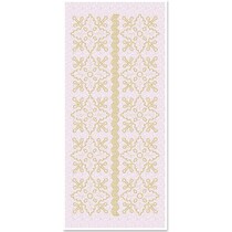 1 Stickers Glitter adornos florales, el oro brillo blanco, tamaño 10x23cm