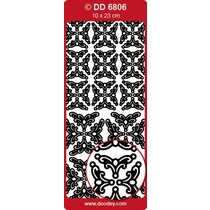 Ziersticker, hjørne ornament i gull, 10x23cm.