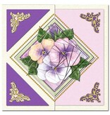 Sticker Ziersticker, hjørne ornament i guld, 10x23cm.