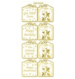 Sticker Sættet indeholder 6 forskellige klistermærkedesign i guld, 10x23cm.