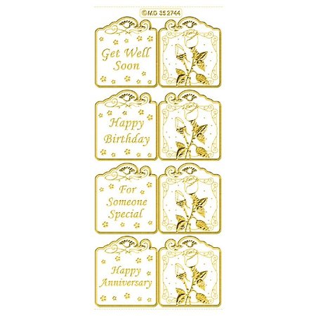 Sticker Settet inneholder 6 forskjellige klistremerker i gull, 10x23cm.
