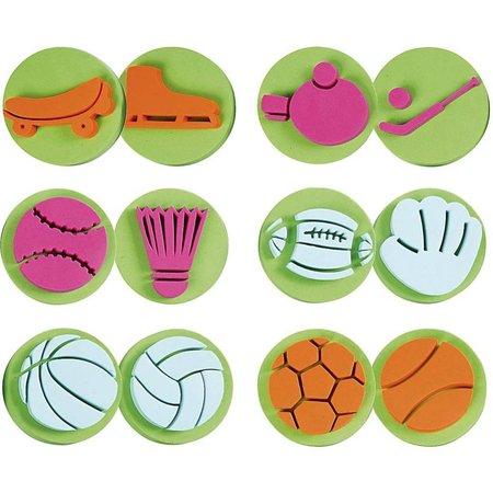 Kinder Bastelsets / Kids Craft Kits Stempel lavet af skumgummi: Sport, i alt 12 designs
