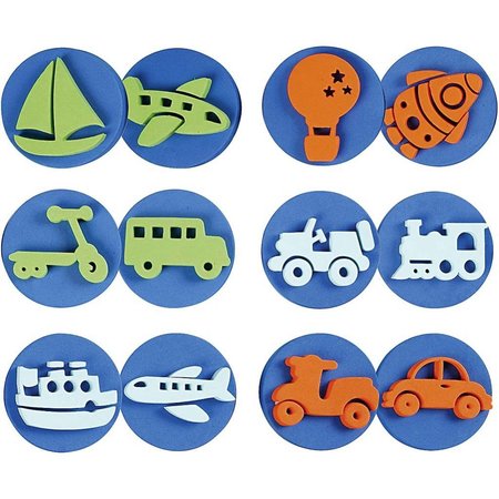 Kinder Bastelsets / Kids Craft Kits Stamp made of foam rubber: Transport, a total of 12 designs