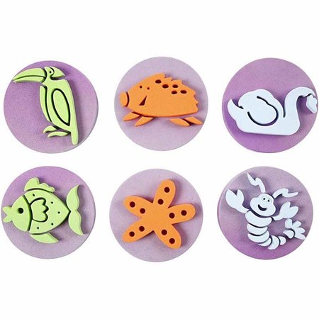 Kinder Bastelsets / Kids Craft Kits Stempel lavet af skumgummi: Zoo, i alt 12 designs