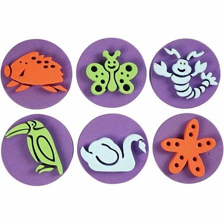 Kinder Bastelsets / Kids Craft Kits Stamp of foam rubber: Zoo, a total of 12 designs