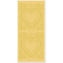 Adesivi, madre-di-struttura, a forma di cuore, oro perla e oro, dimensioni 10x23cm