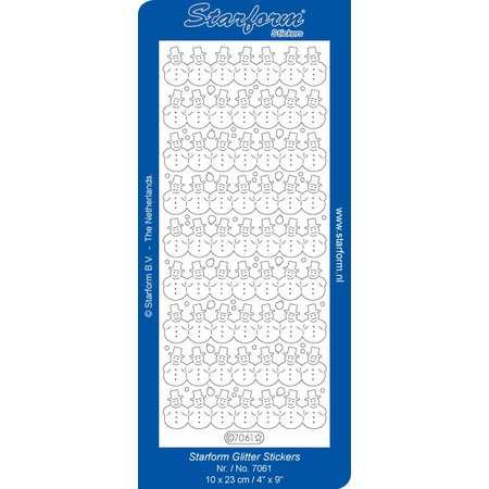 Sticker Glitter Stickers: søte snømenn i sølv / gull