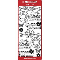 Ziersticker, 'Félicitations' or /