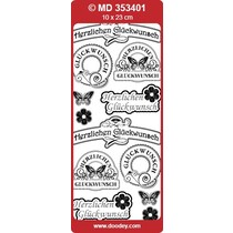 Ziersticker, "Felicidades", transp. / Plata