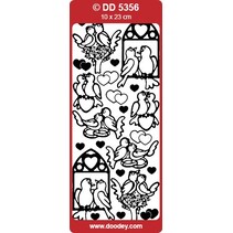 Ziersticker tortelduifjes goud