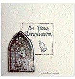 Sticker Ziersticker, "Communion / bekræftelse, pige," Transp. / Guld