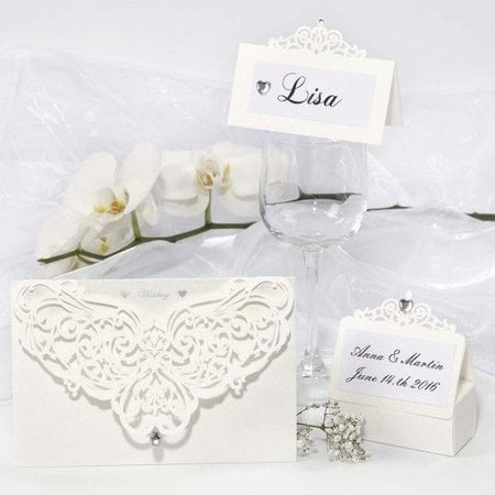 KARTEN und Zubehör / Cards cartões do lugar, tamanho 10,7x5,4 cm, creme, 10 peças