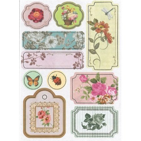 Embellishments / Verzierungen Spaanplaat stickers, bloemen No.3
