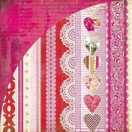 Designer Papier Scrapbooking: 30,5 x 30,5 cm Papier Kissing Booth, xoxo Kis-3566, 30,5 x 30,5 cm