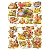 1 Vintage Glanzbogen, 16,5 x 23,5cm, Thema: Ostern