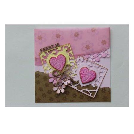 Joy!Crafts und JM Creation Punching and embossing stencil: square with heart