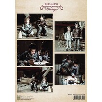 Decoupage sheet vintage playing friends
