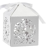 Dekoration Schachtel Gestalten / Boxe ... Decoratieve doos, 5,3x5,3 cm, wit, vogel, 12 stuks.