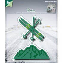 Bokse og preging mal: ski / fjell-landskap