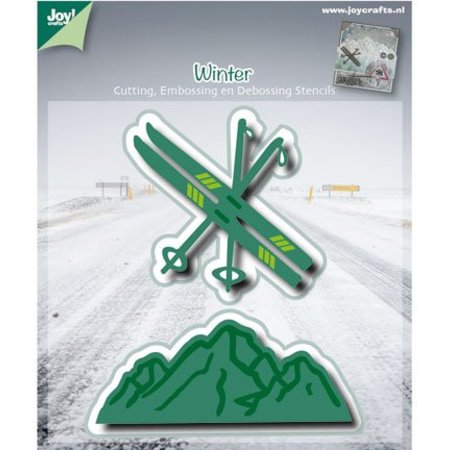 Joy!Crafts und JM Creation Punching and embossing template: ski / mountain landscape