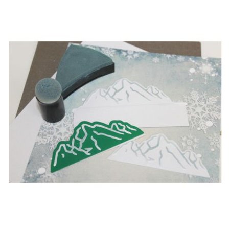 Joy!Crafts und JM Creation Punching and embossing template: ski / mountain landscape