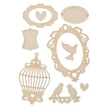 Soft cardboard, 9s Set Birds Vintage