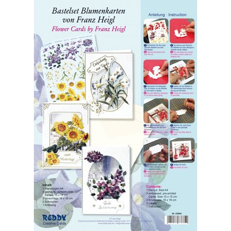 BASTELSETS / CRAFT KITS: Bastelpackung for 3 flower cards