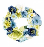 Embellishments / Verzierungen Papir Blomster sortiment, blå, grøn, hvid
