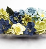 Embellishments / Verzierungen Paper Bloemen assortiment, blauw, groen, wit
