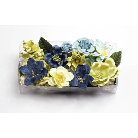 Embellishments / Verzierungen Paper Floral assortment, blue, green, white