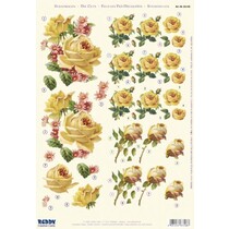 3D-Stanzbogen : 6 Motive "gelbe Rosen"