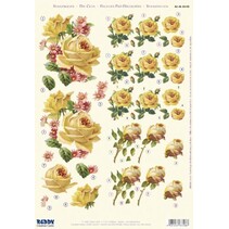3D-Stanzbogen : 6 Motive "gelbe Rosen"