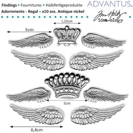 Embellishments / Verzierungen Ancient metal wings + crown