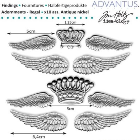 Embellishments / Verzierungen asas de metal antigas + coroa