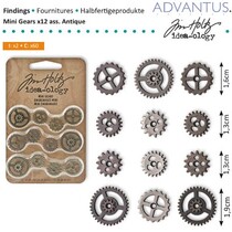 Mini Kettenräderchen, 12 stuks antiek,