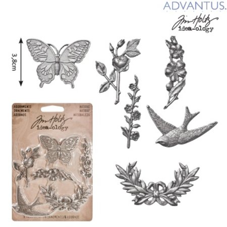 Embellishments / Verzierungen 6 antigos ornamentos metais