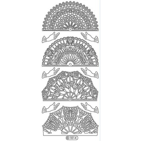 Sticker Ziersticker, fan white, outline, 10x23cm