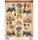 Embellishments / Verzierungen Die cut ark carts, brønde, trillebøre