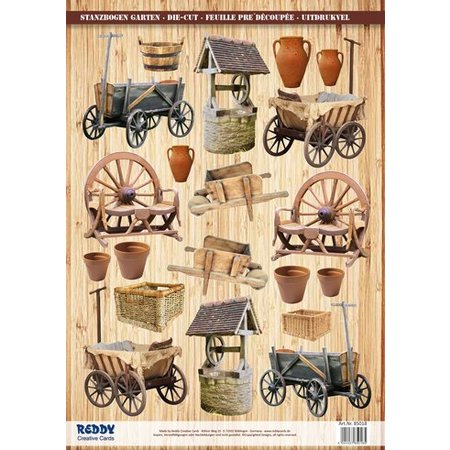 Embellishments / Verzierungen Die cut ark carts, brønde, trillebøre