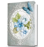 Embellishments / Verzierungen Stanzbogen, 2er Set Blumen Gestaltungen, blau