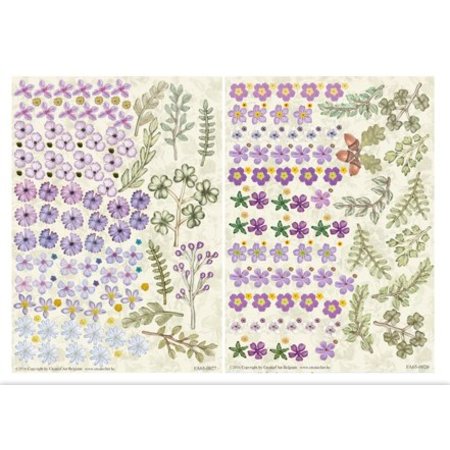 Embellishments / Verzierungen Stanzbogen, 2er Set Blumen Gestaltungen, lila