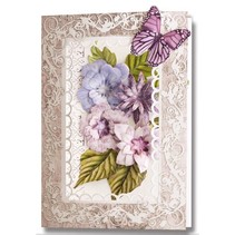 Die cut sheet, set of 2 flower arrangements, purple