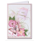 Embellishments / Verzierungen Die cut ark, sæt med 2 blomsterdekorationer, pink