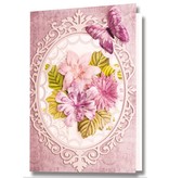 Embellishments / Verzierungen Die fogli singoli, set di 2 composizioni floreali, rosa