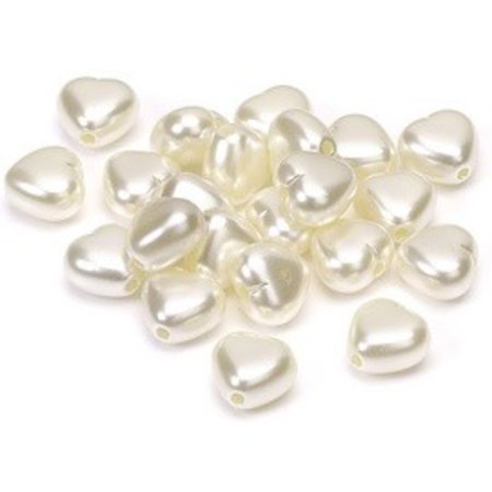 Embellishments / Verzierungen Heart pearl, cream, 1.5cm