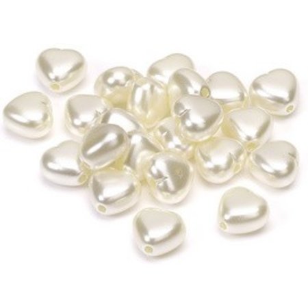Embellishments / Verzierungen Herzen Perlen, creme, 1,5cm