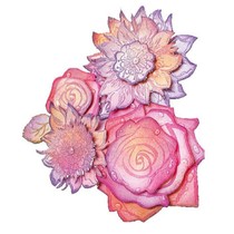 selos transparentes, rosas 3D