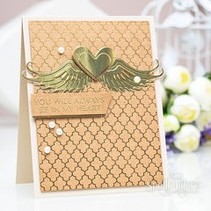 Punching and embossing template: 2 wings and a heart