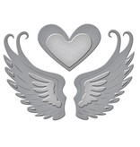 Spellbinders und Rayher Ponsen en embossing sjabloon: 2 vleugels en een hart